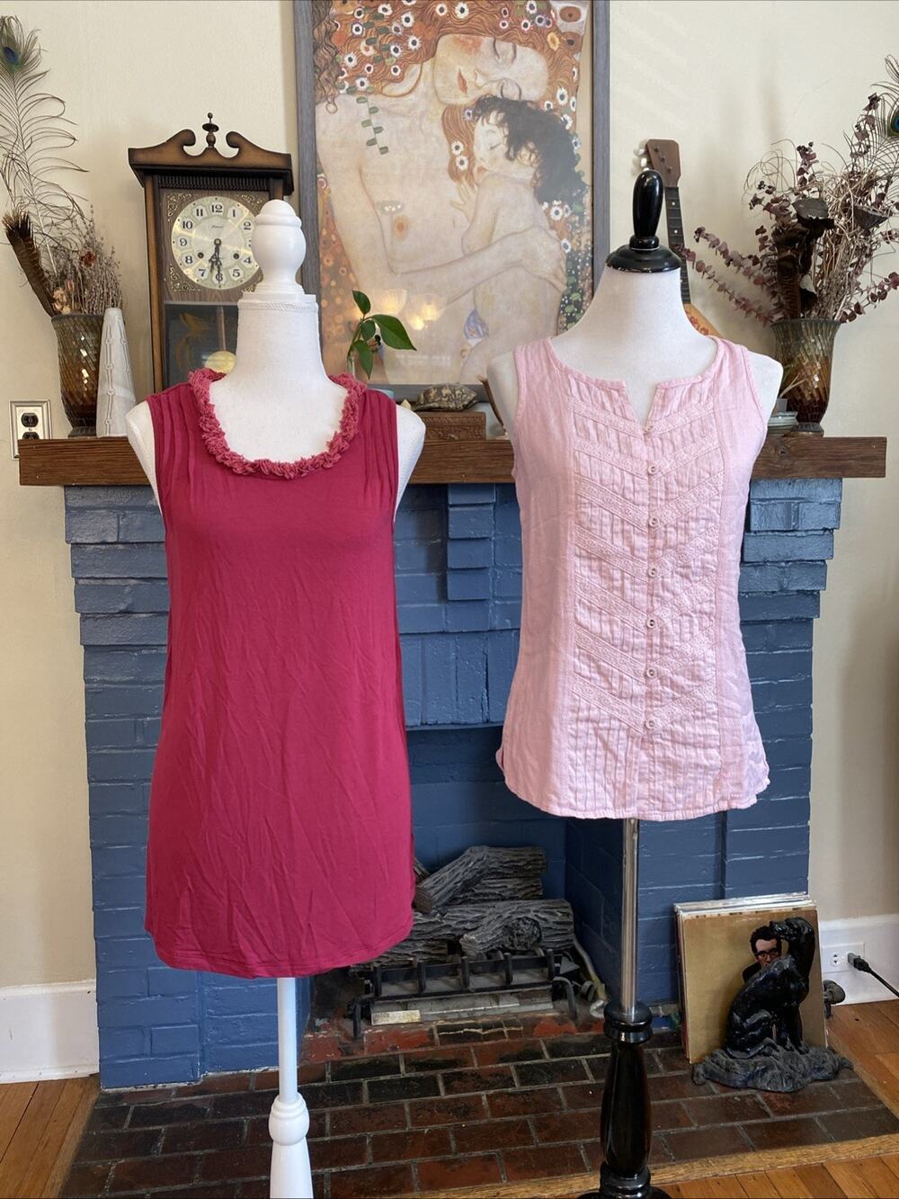 Soft Surroundings XS Tunic Tank Tops Lot of 2 Cotton Eyelet Pintuck Boho Cottage